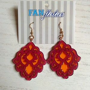 😻 3 For $15 Maroon & Orange Big Lucite Dangles
